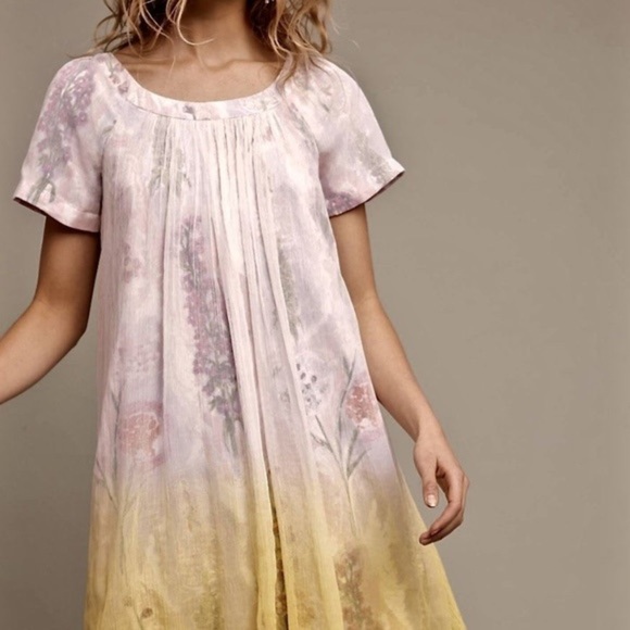 Anthropologie HD in Paris Ivory Ombre Chiffon Dress - Picture 1 of 14